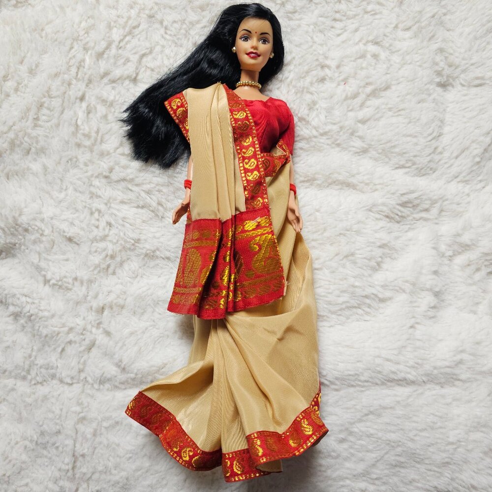 2006 Barbie in India Beige Red #49143 Foreign Doll Manufactured in India